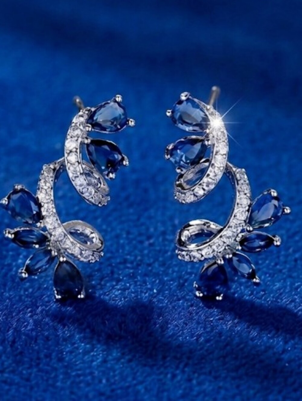 Blue Curved Earrings